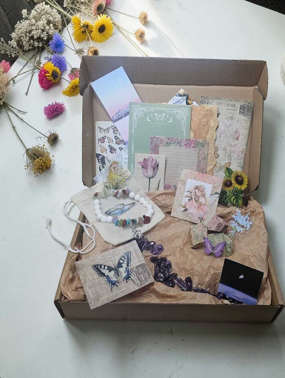 Crystal & Butterfly Fairy Treasure Gift Box - Floral Set & More Suprise Gifts
